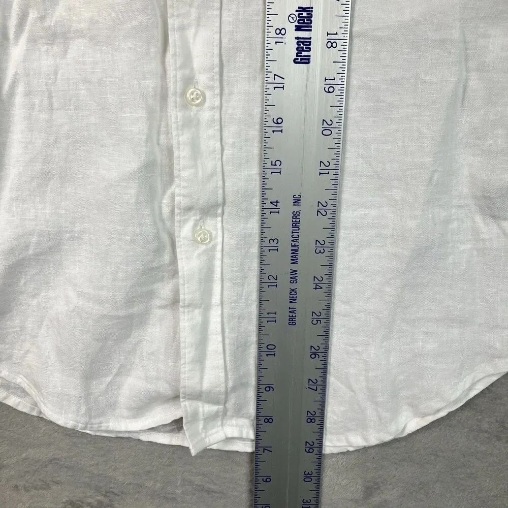 J Crew Button Down Shirt Mens S White Baird McNutt Irish Linen Classic Fit BE554